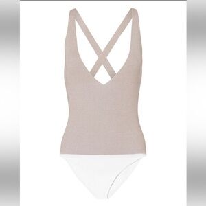 Cushnie Et Ochs - Gold and white X-back bodysuit, XS